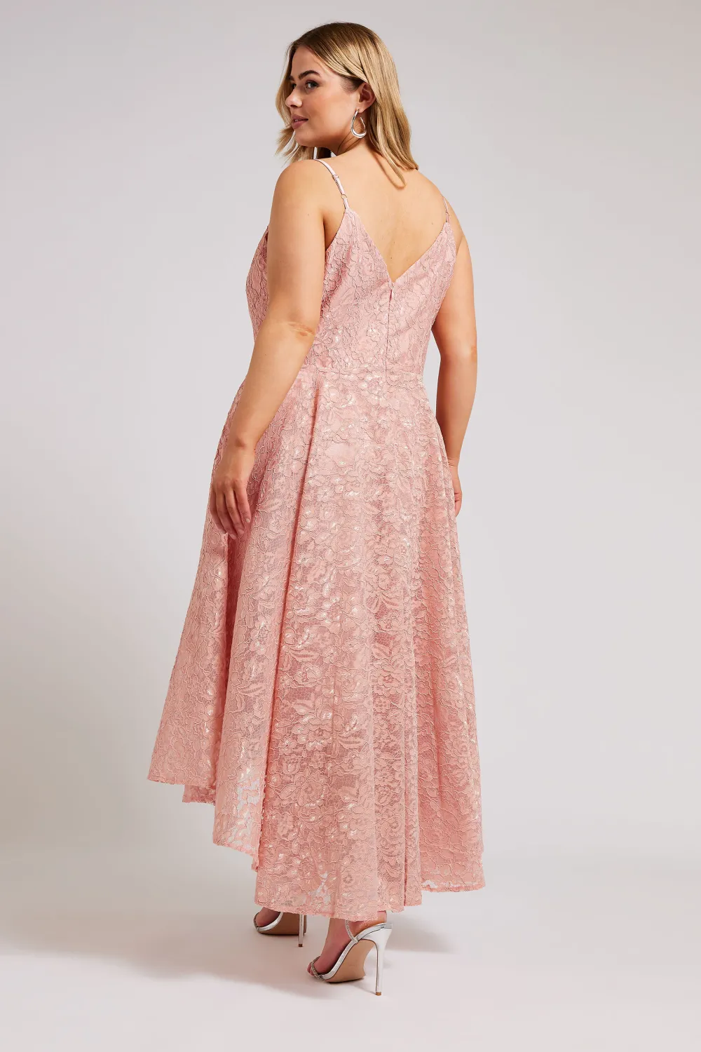 YOURS LONDON Curve Pink Lace Midi Prom Dress