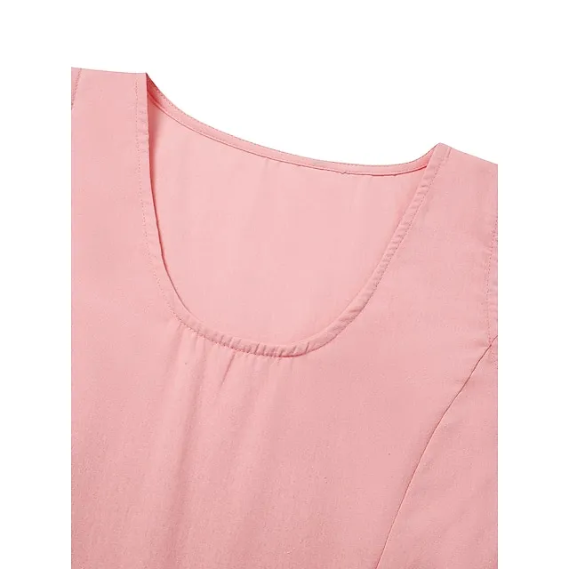 Women‘s Casual Dress Cotton Dress Shift Dress Midi Dress Blue Pink Khaki Sleeveless Pure Color Pocket Spring Summer Crew Neck Basic Daily Vacation Weekend Loose Fit 2023 S M L XL XXL