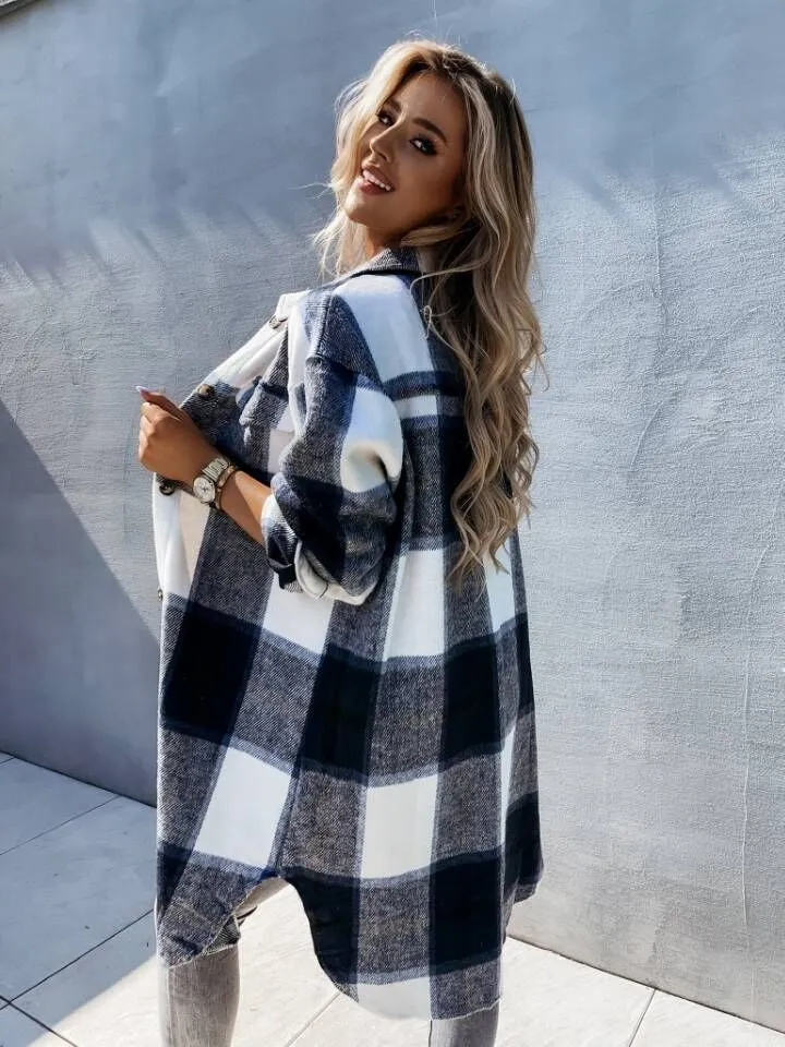 Fashion Temperament Plaid Shirt Jacket