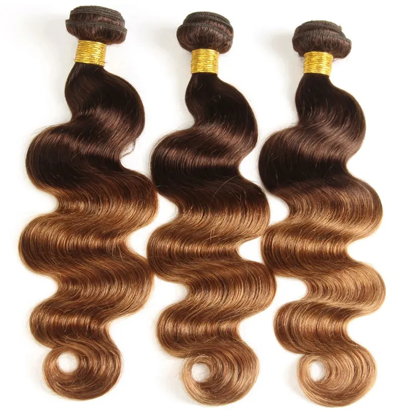 Sterly T4/30 Colored Ombre Body Wave Human Hair Bundles With 13×6 Lace Frontal