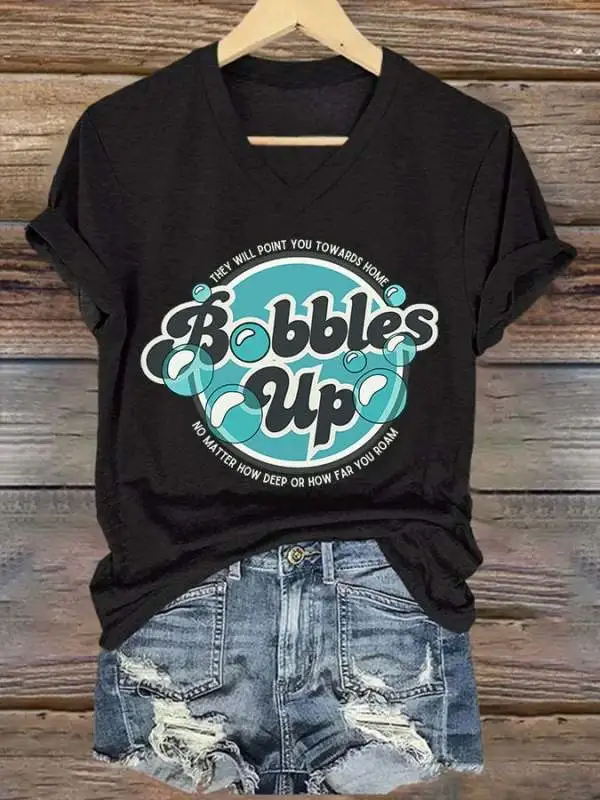 V-Neck Retro They Will Point You Towards Home No Matter How Deep Or How Far You Roam Print T-Shirt