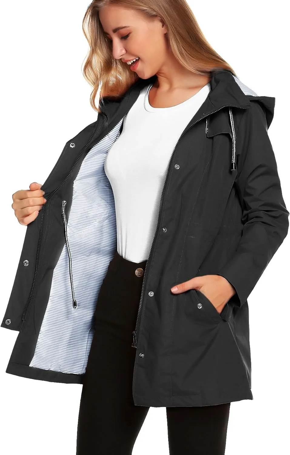 Womens Lightweight Hooded Waterproof Active Outdoor Rain Jacket S-XXL