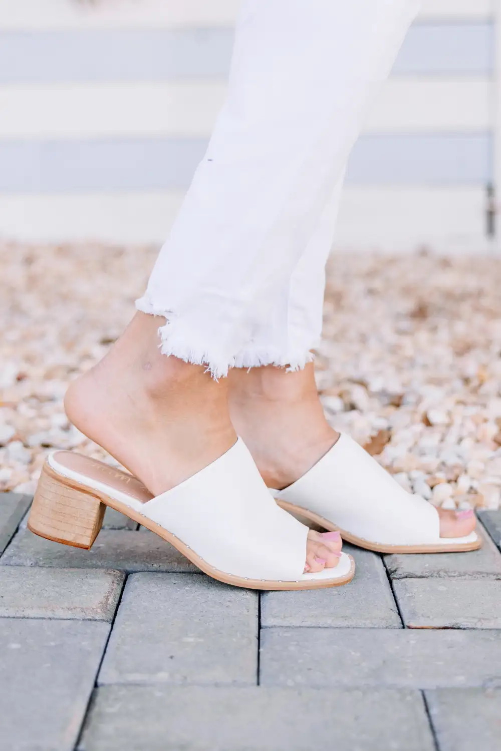 Have It All White Heeled Mules