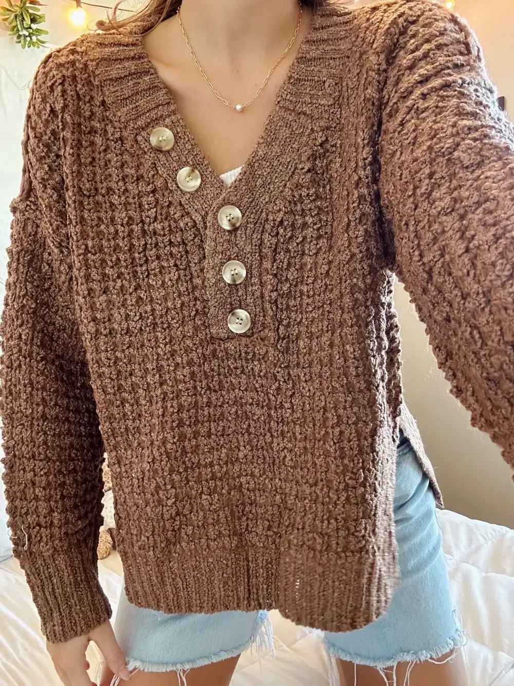 THERMAL HENLEY SWEATER