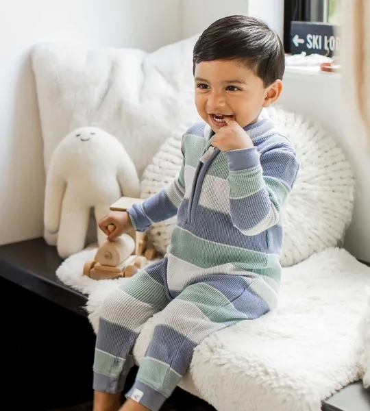 Around The World Stripe Organic Baby Boy Jumpsuit