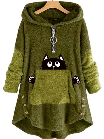 Loose Casual Fluff/Granular Fleece Fabric Sweatshirt