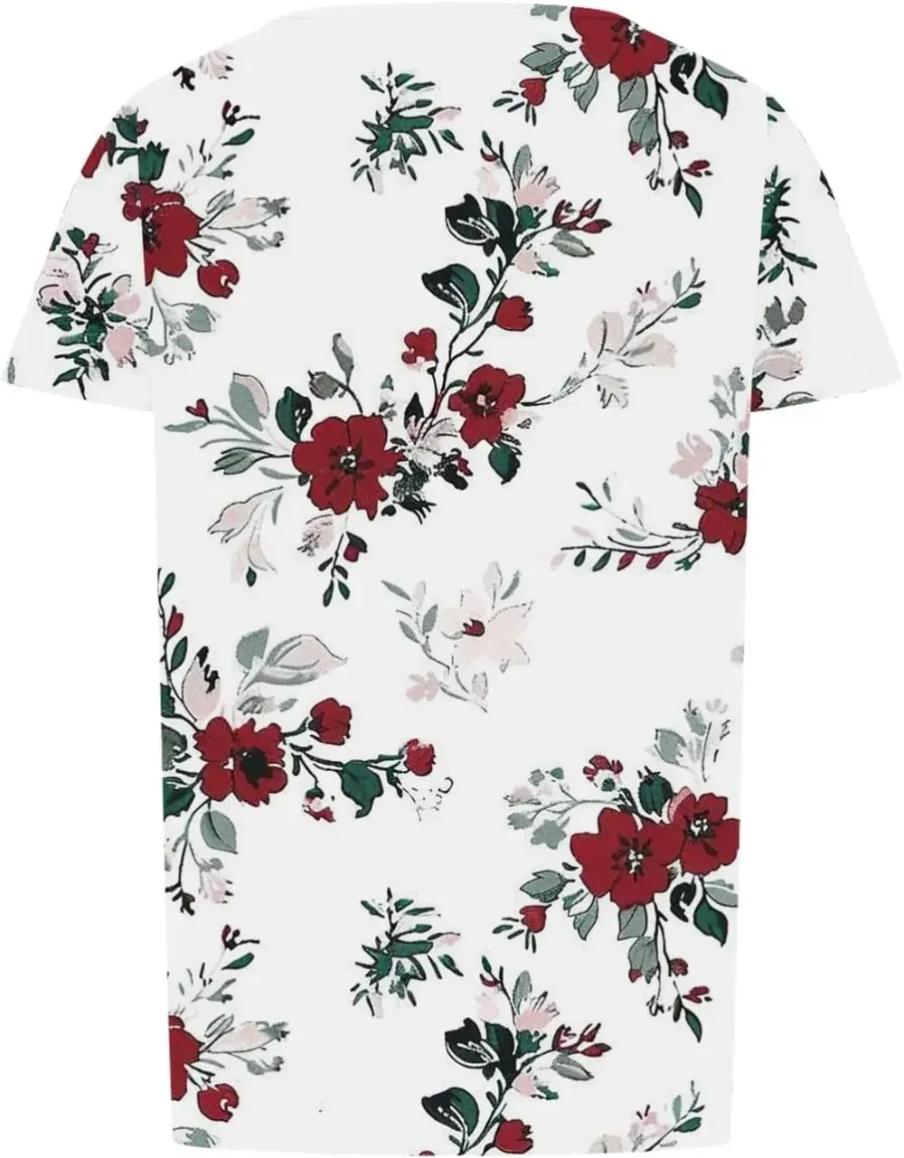 Womens Summer Pleated Front Shirts Tunics Casual Short Sleeved Loose Round Neck Boho Printed Tops Vacation Blouse