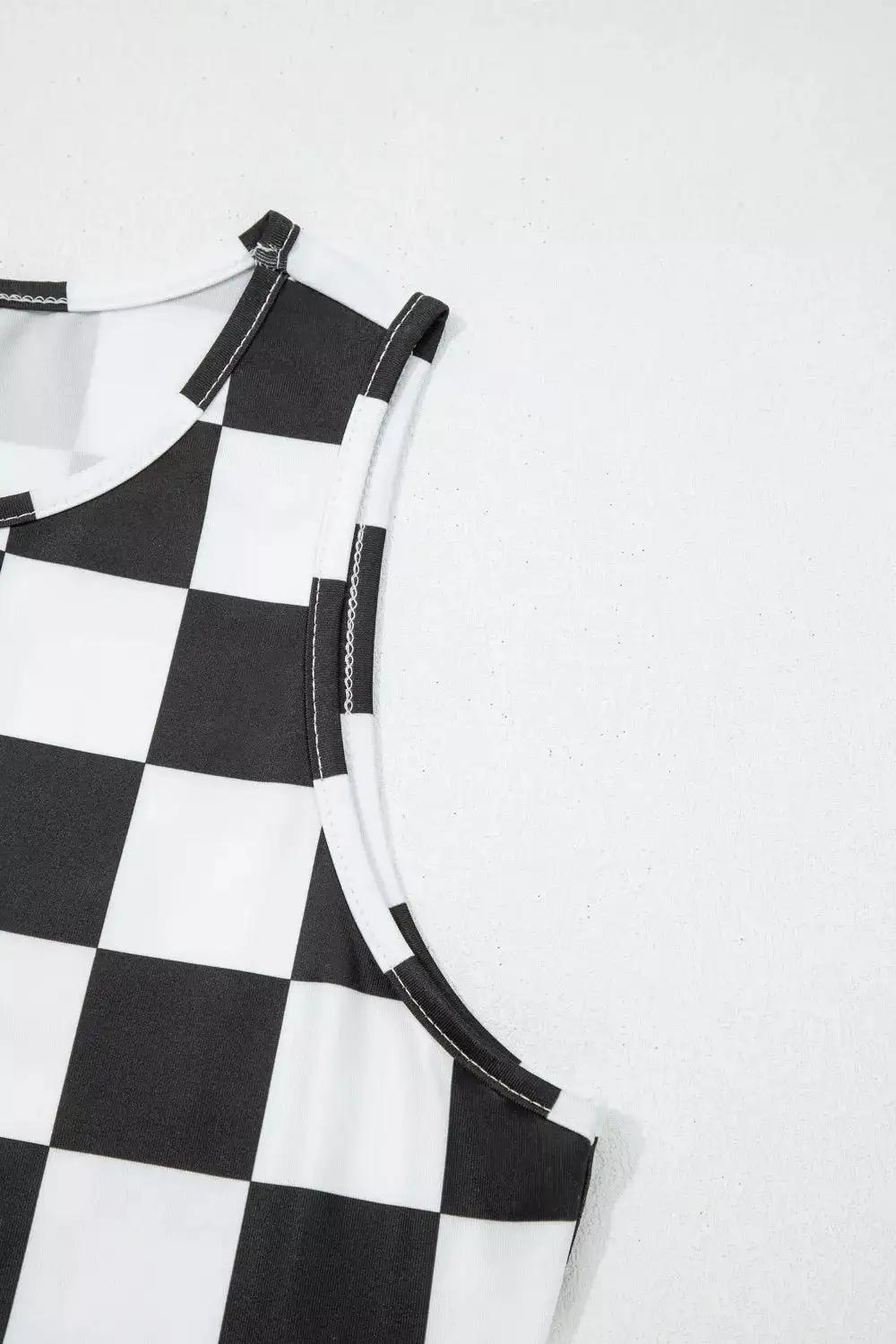 Checkerboard Printed Slim Tank Top