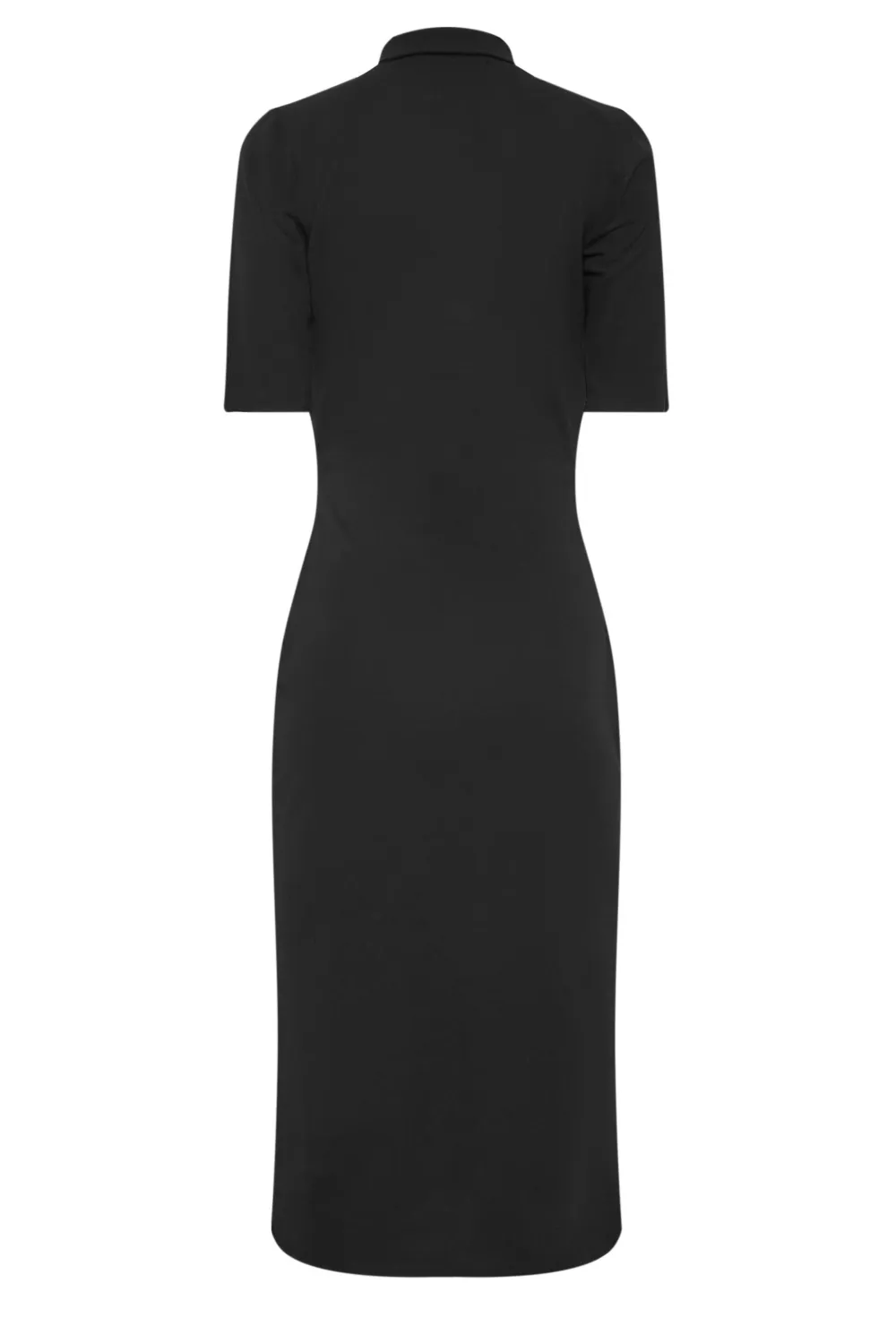 LTS Tall Black Ruched Button Midi Dress