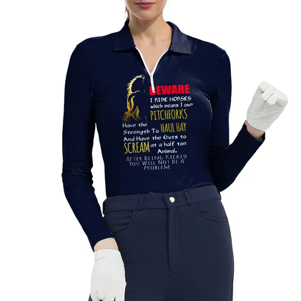 Women's Riding Style Horse Print Long Sleeve Casual Lapel Shirt