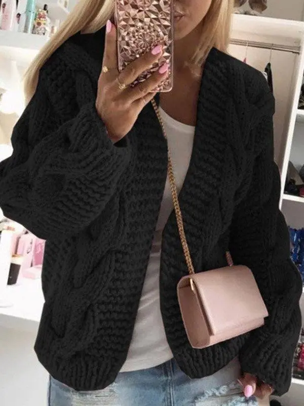 Women's Casual Spring/Fall Plain Wool/Knitting Cardigan