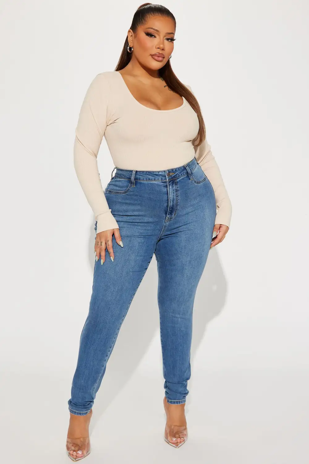 Dare Devil High Rise Skinny Jeans - Medium Blue Wash