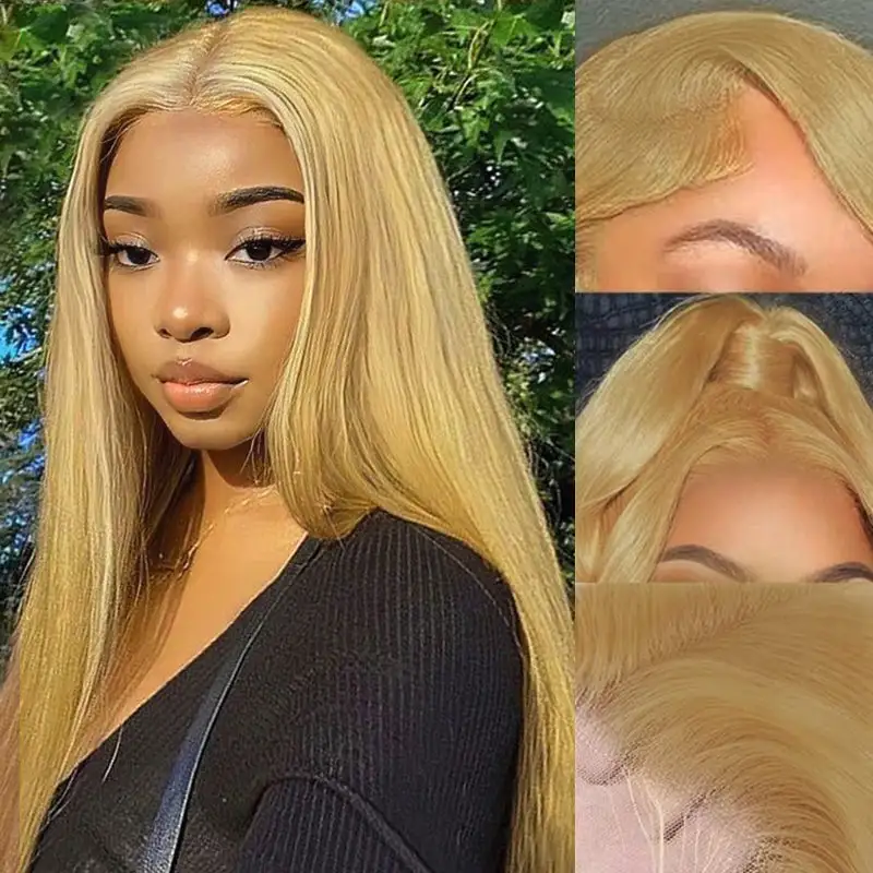 #27 Honey Blonde Body Wave Pre-pluckd Transparent Lace Human Wig With Baby Hair
