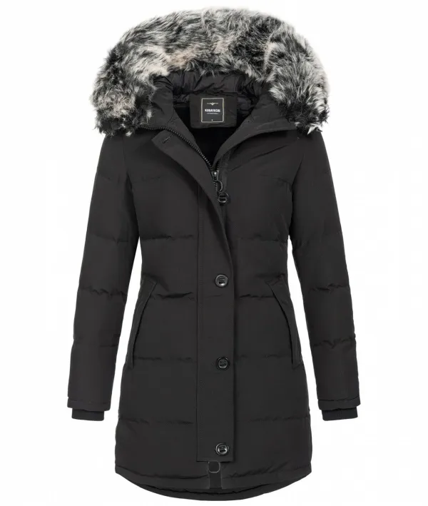 Fashion ladies parka coat with fur collar H