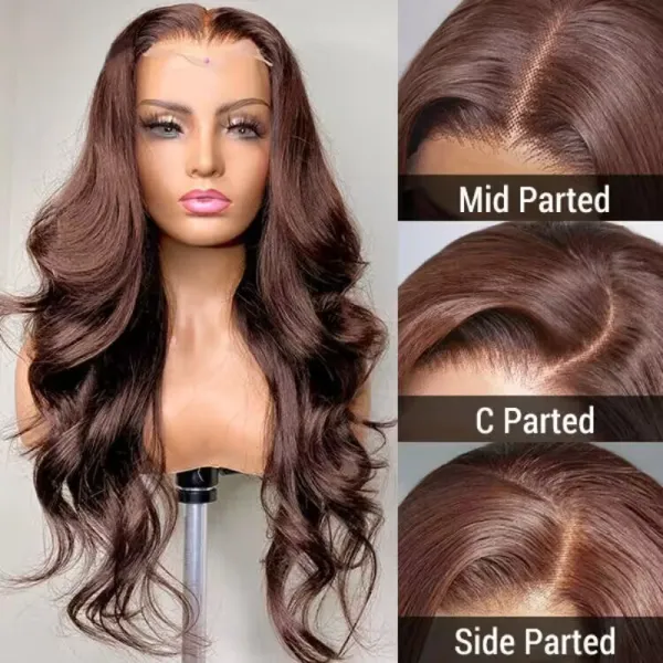 Chocolate Brown 360 Lace Frontal Wig Human Hair Wigs 180% Density 14-34inch
