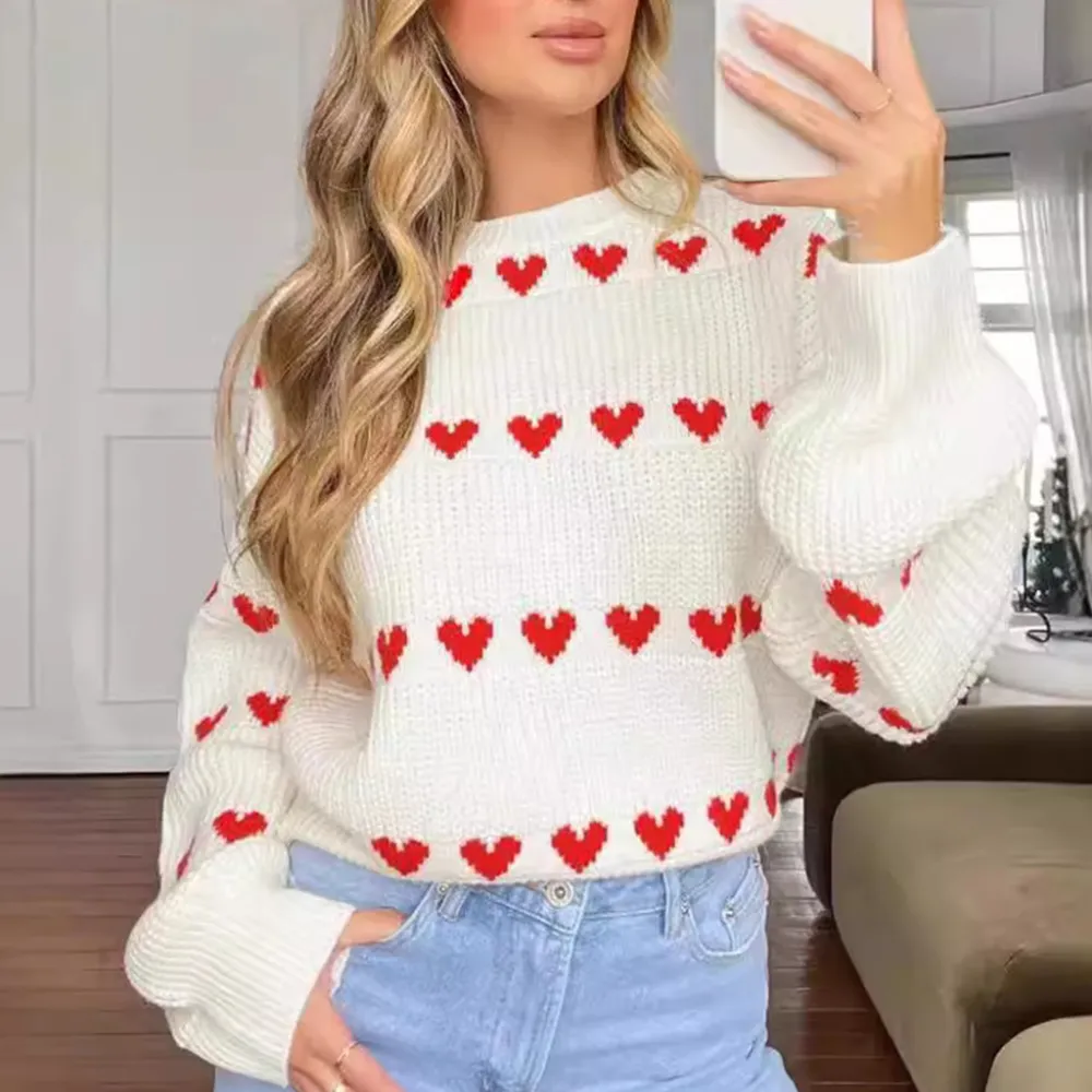 Lovey Heart Stripe Sweater