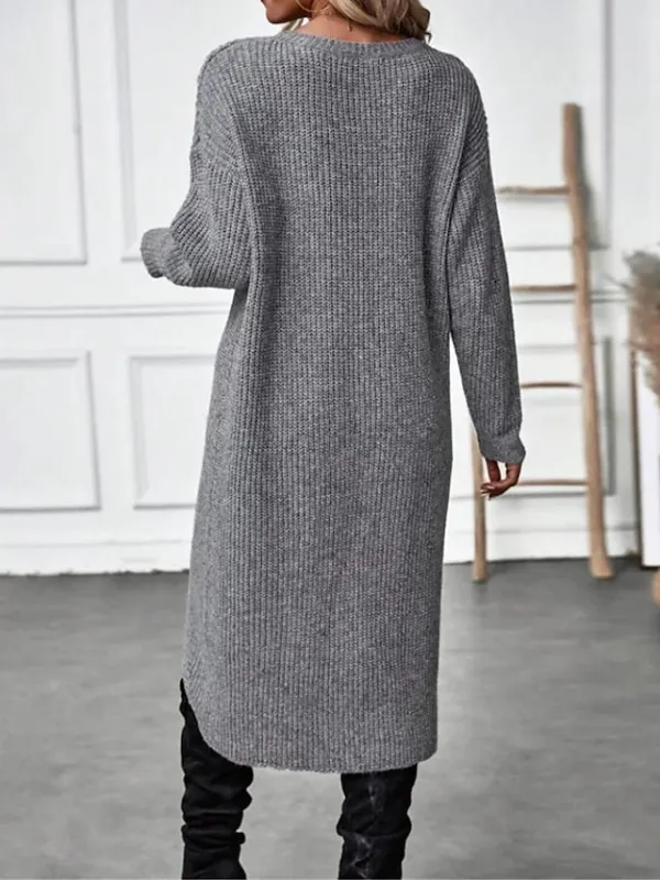 Women's Sweater Dress Jumper Dress Casual Dress Midi Dress Warm Plain Outdoor Daily Going out Crew Neck Long Sleeve 2023 Regular Fit Black Green khaki S M L XL XXL 3XL