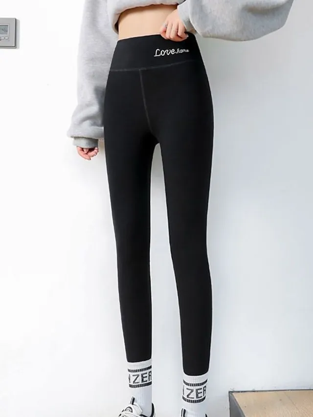 Women‘s Thermal Underwear Pants Nude Purple Pink High Waist Fashion Casual Daily High Elasticity Ankle-Length Thermal Warm Plain M L XL 2XL 3XL / Skinny