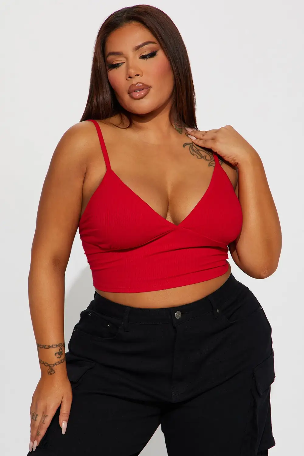 Ellie V Neck Cami Top - Red