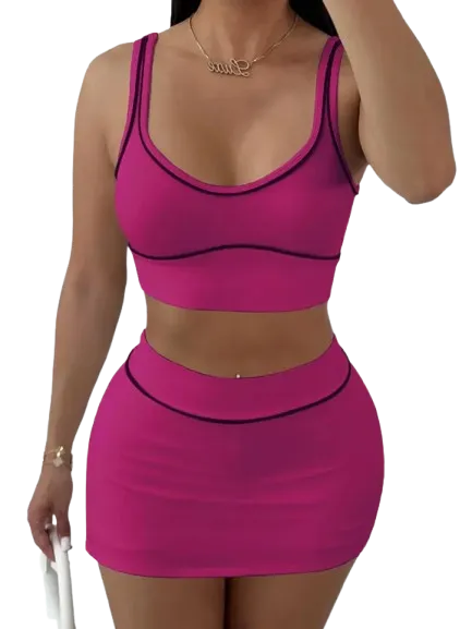 Two-piece Set Women's  Crop Tank Top & Skirt