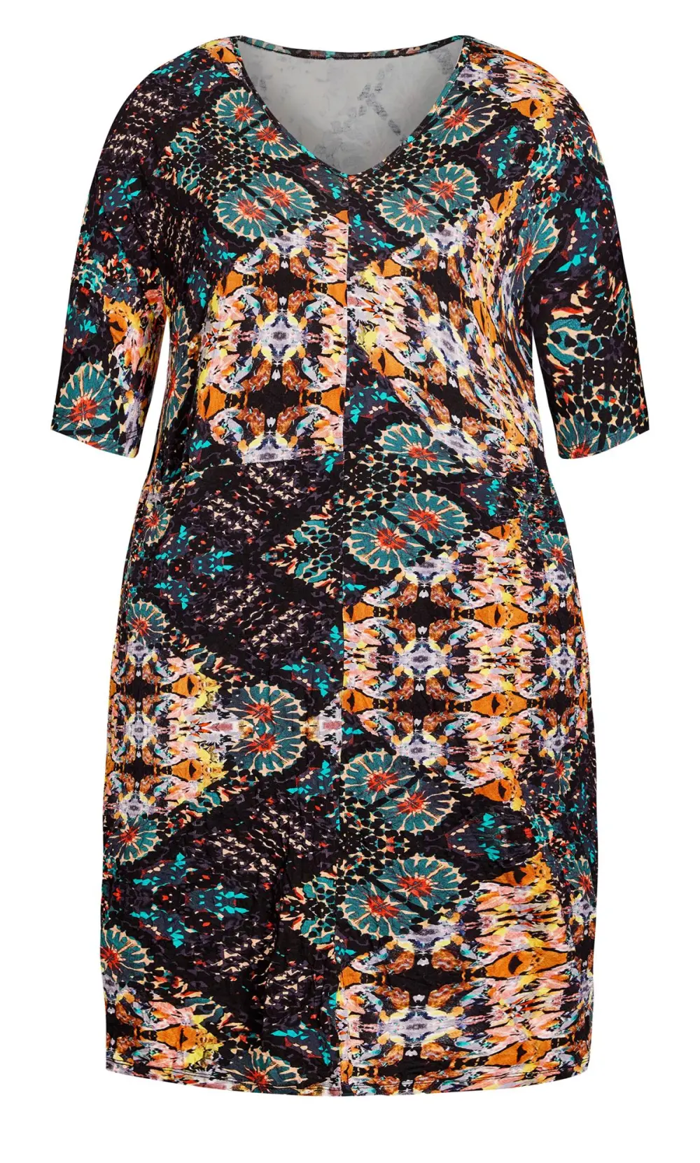 Evans Black Tile Print Midi Dress