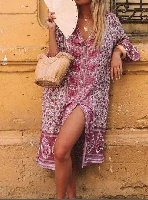 2021 vestido cardigan estampado retrô