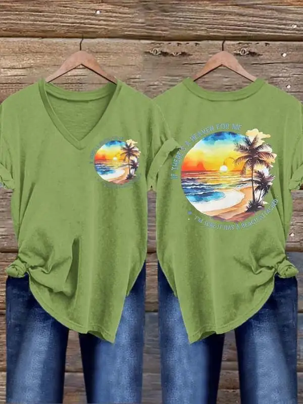 Women's If There'S A Heaven For Me I'M Sure It Has A Beach Attached T-Shirt