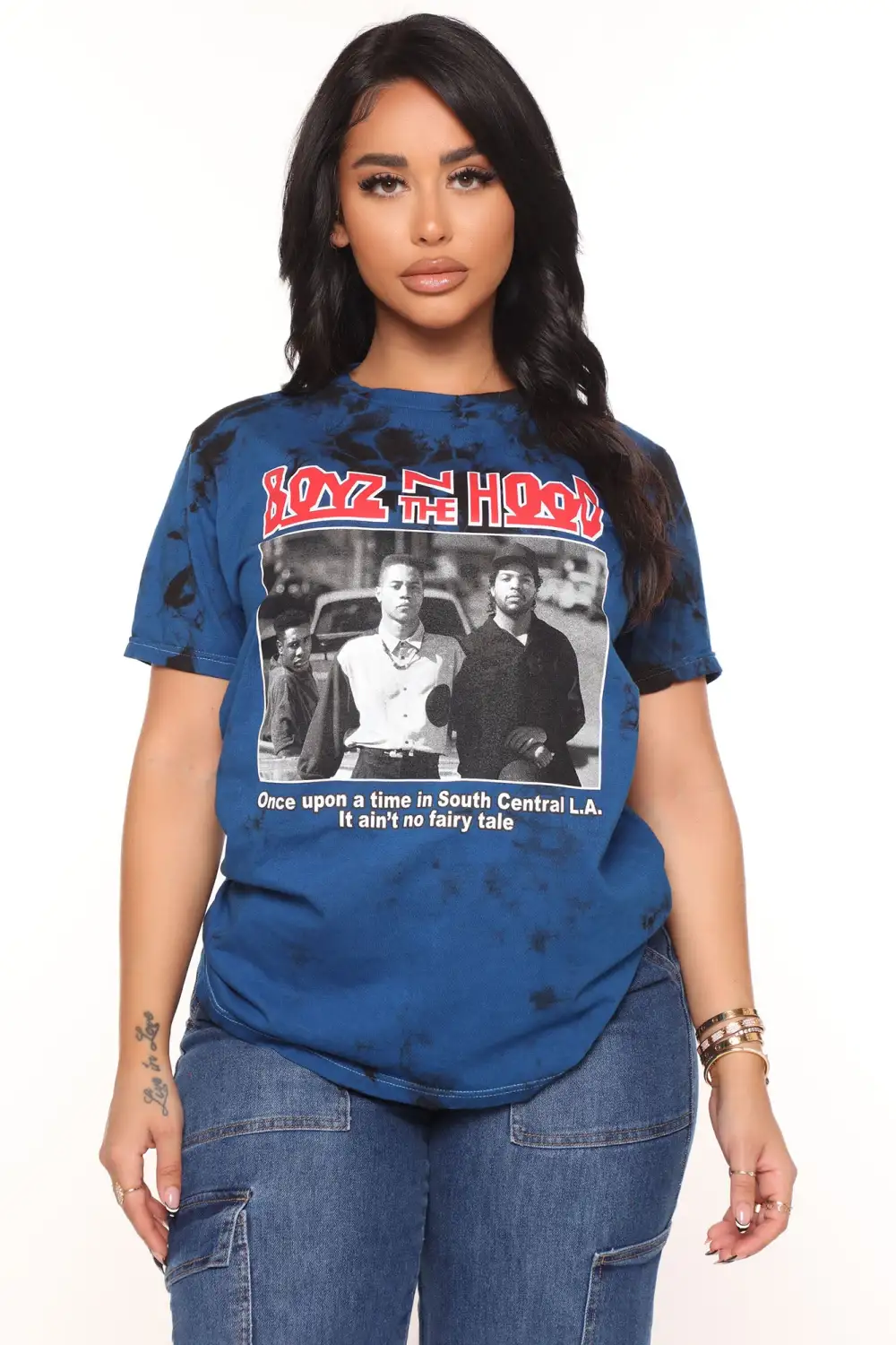 Boyz N The Hood Washed Tee - Royal/combo