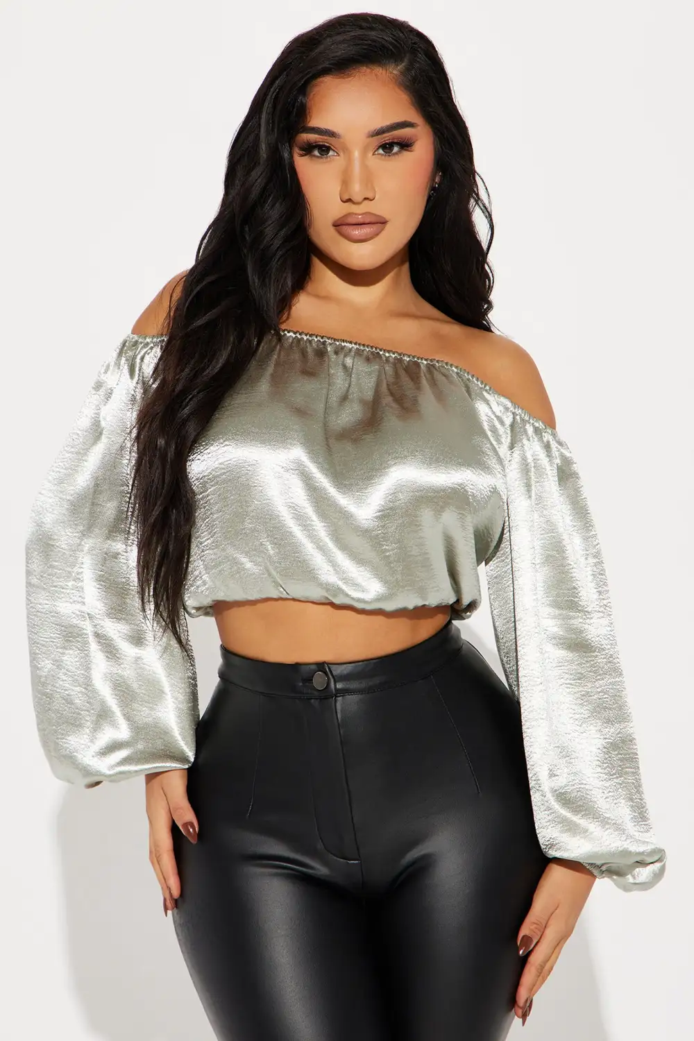In My Element Metallic Blouse Top - Silver