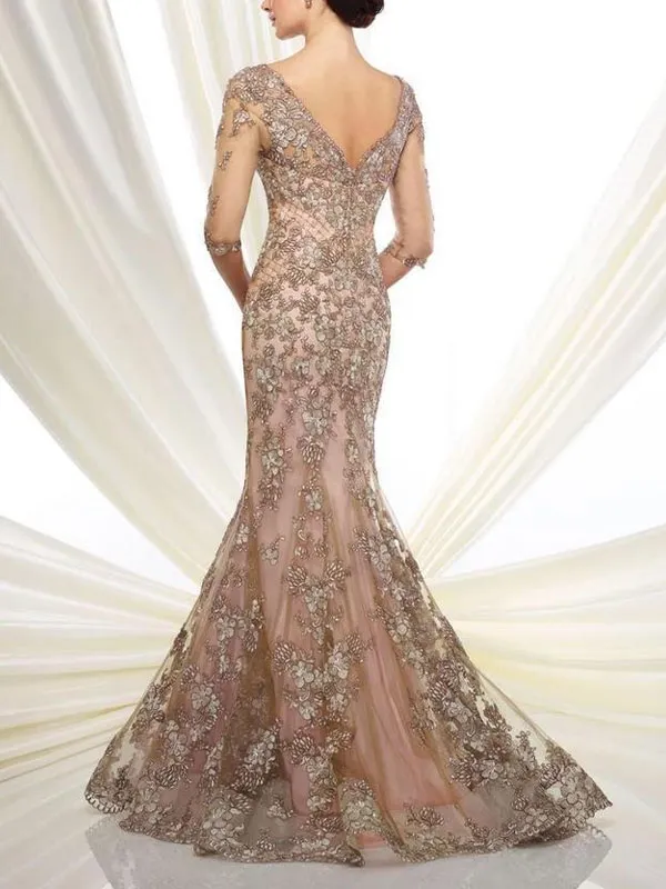 Floral lace tulle mermaid dress