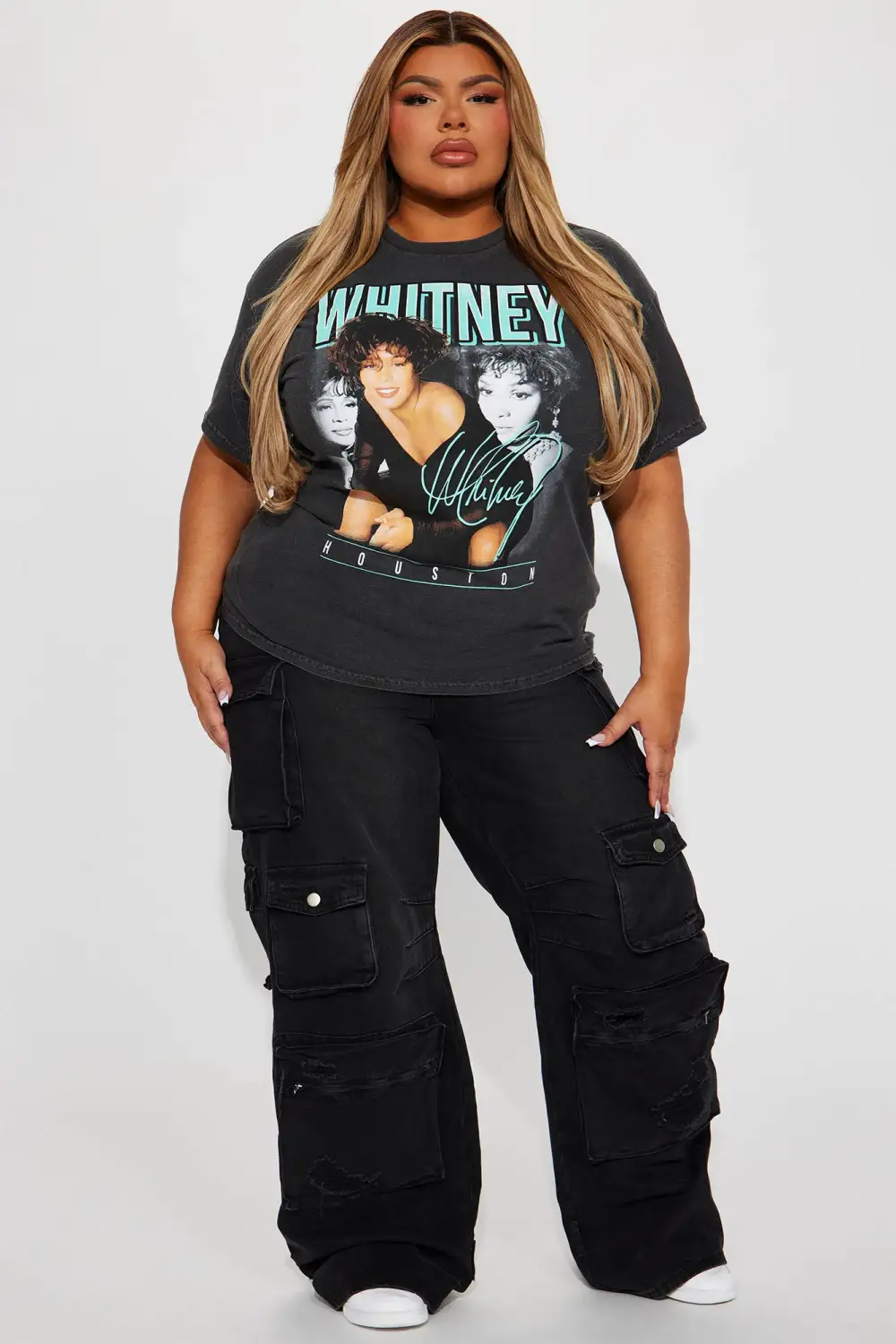 Whitney Houston Washed Tshirt - Black Wash