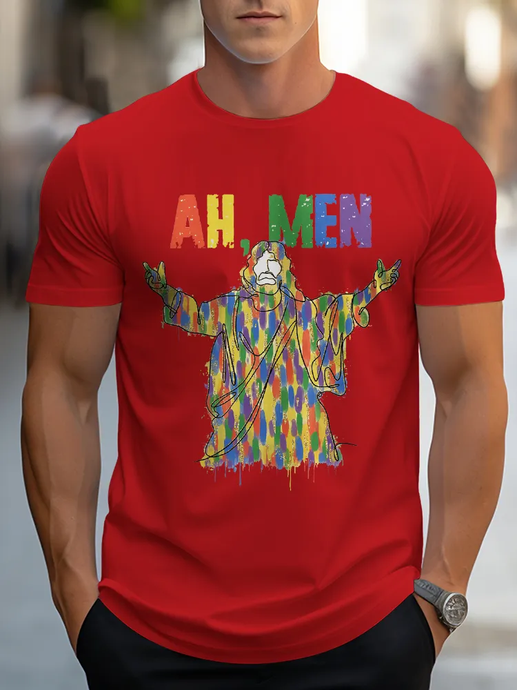 Men's Oh Men Pride Month Round Neck Short Sleeves T-Shirt