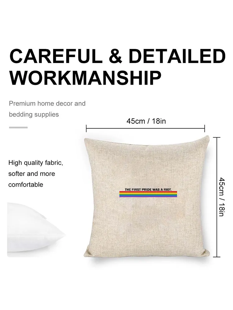 Linen Throw Pillow With The First Pride Was A Riot Throw Pillow