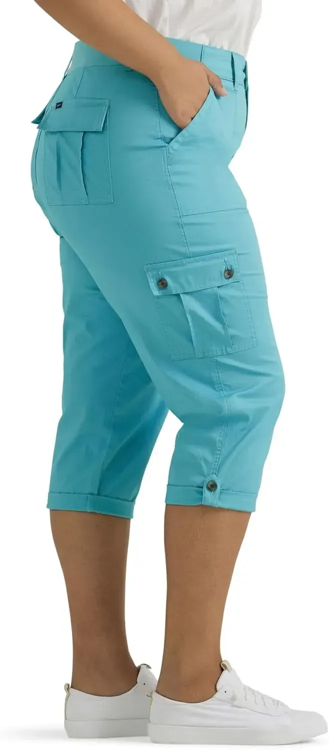 Lee Women's Plus Size Ultra Lux Comfort with Flex-to-go Cargo Capri Pant
