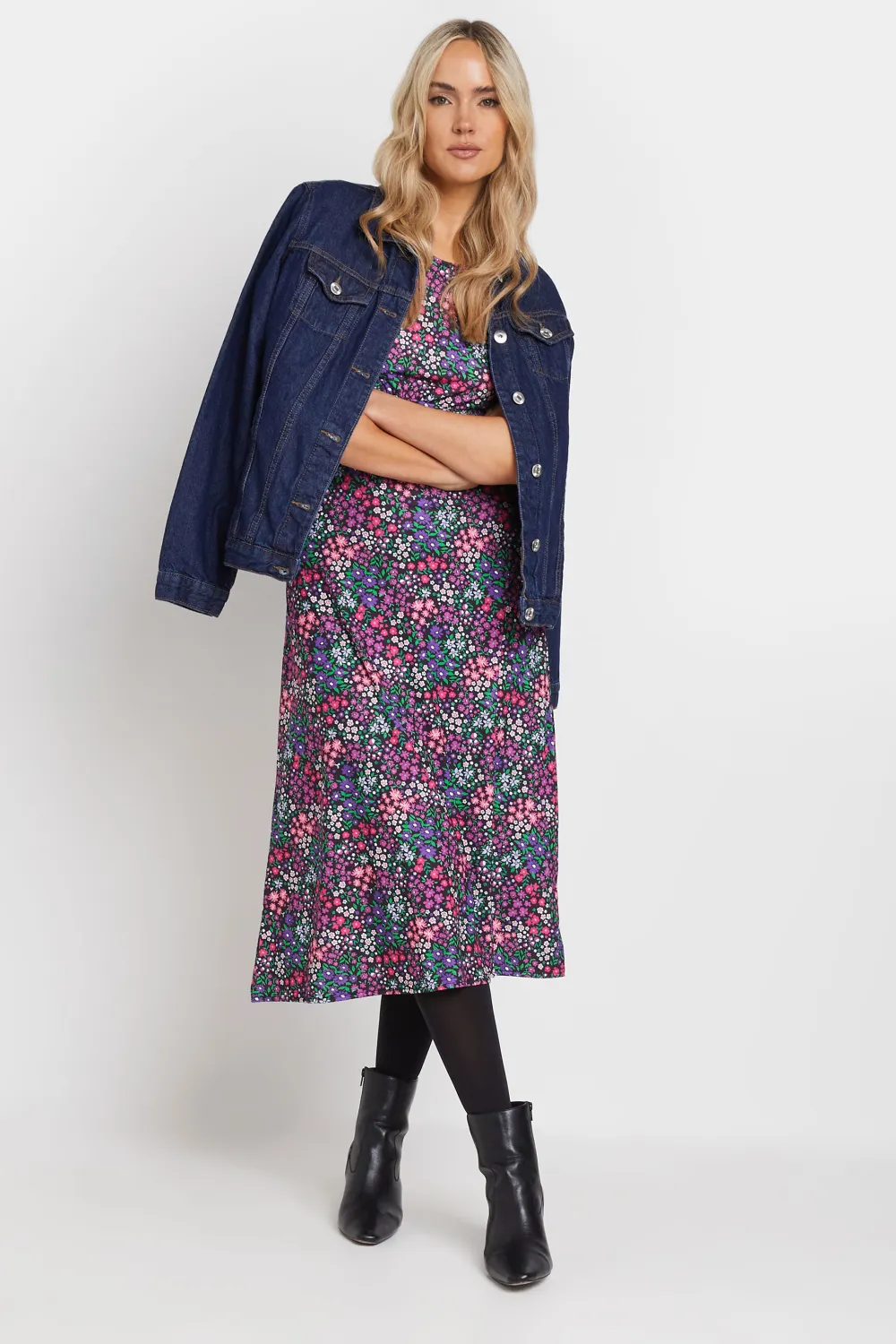 LTS Tall Navy Blue Floral Midi Dress