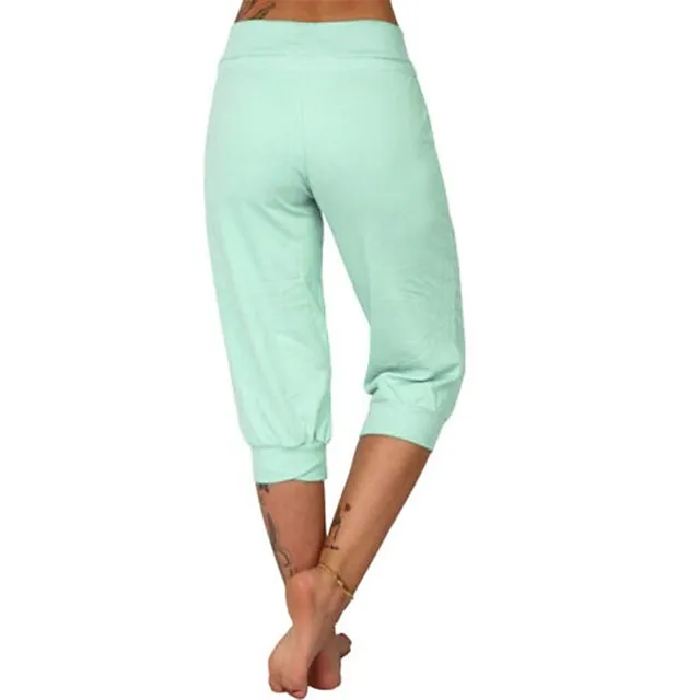 Women's Yoga Pants Drawstring with Pockets Cropped Tummy Control High Waist Yoga Fitness Gym Workout Capri Pants Bottoms Dark Grey Navy Apricot Spandex Sports Activewear High Elasticity Loose Fit