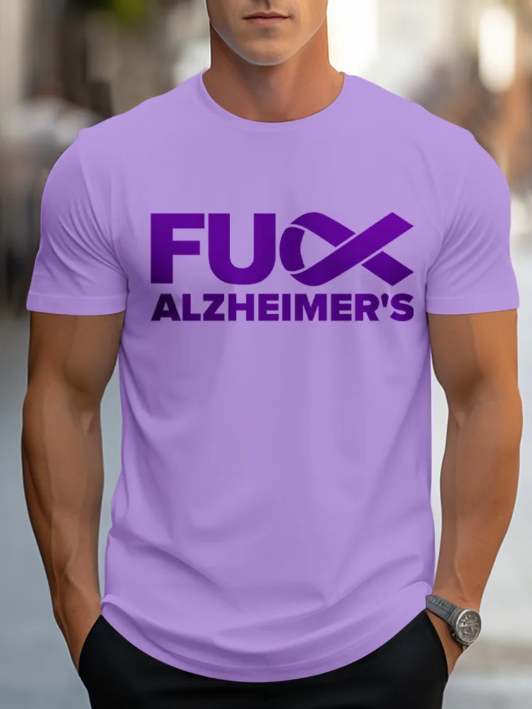 Men'S Round-Neck Short-Sleeved T-Shirt Fuck Alzheimer'S Prints