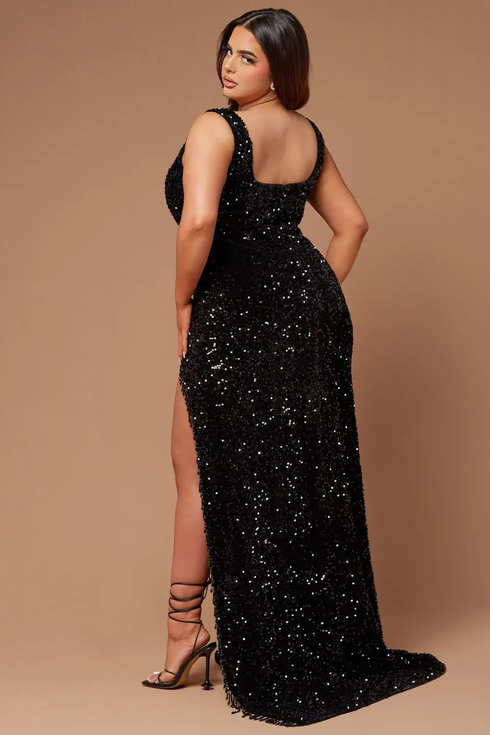 Lana Embellished Sequin Gown - Black