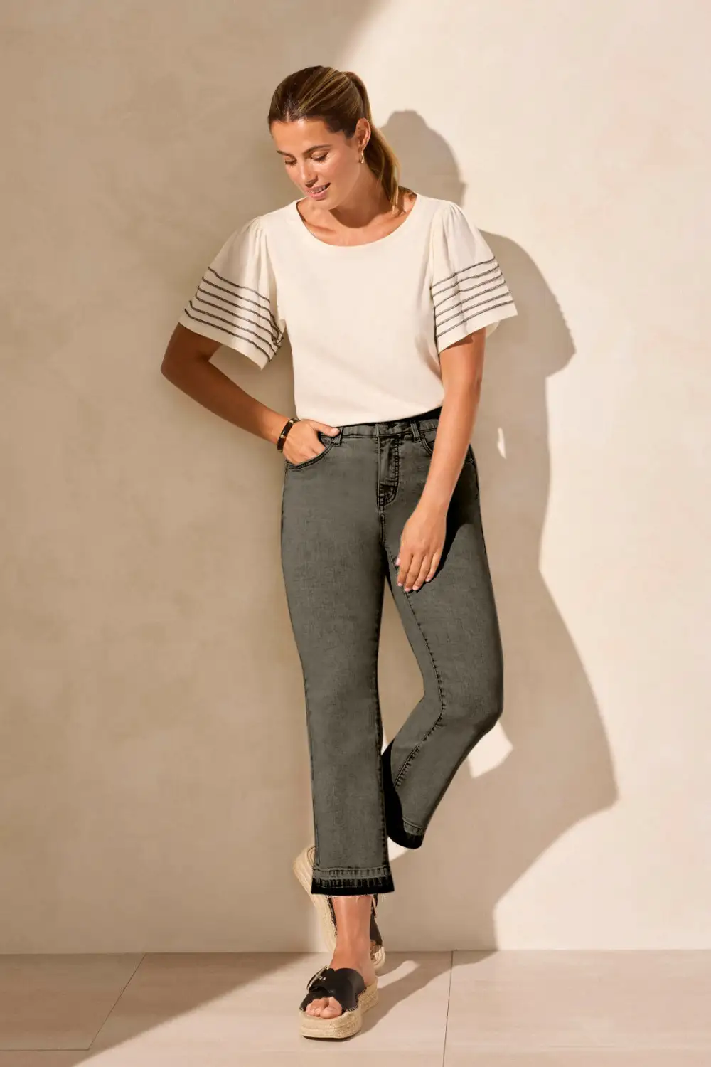 Sophia Curvy 25 Inch Flared Jeans With Released Hem-Dunegrass