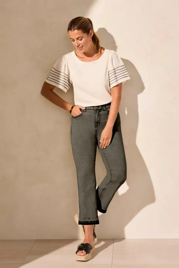 Sophia Curvy 25 Inch Flared Jeans With Released Hem-Dunegrass