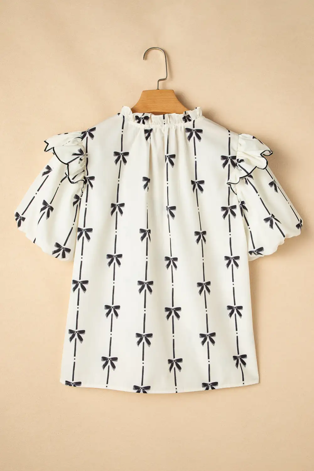 Everyday Striped Ruffled Bow Detail Blouse