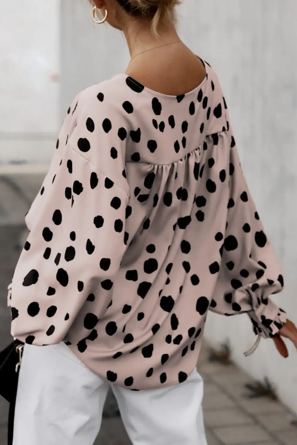 Frilled Button Front Puff Sleeve Blouse