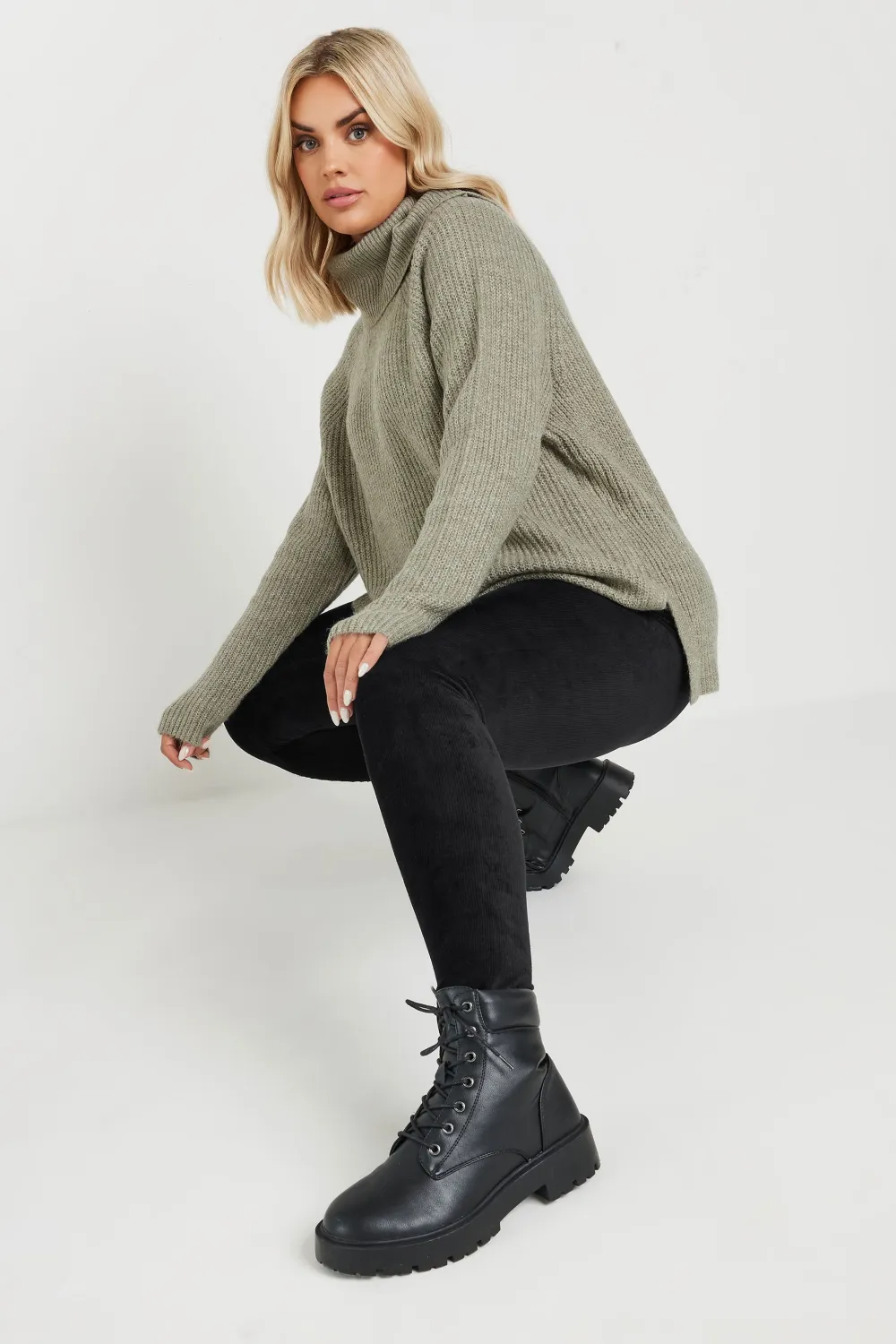 YOURS Curve Chocolate Brown Cord Stretch Leggings