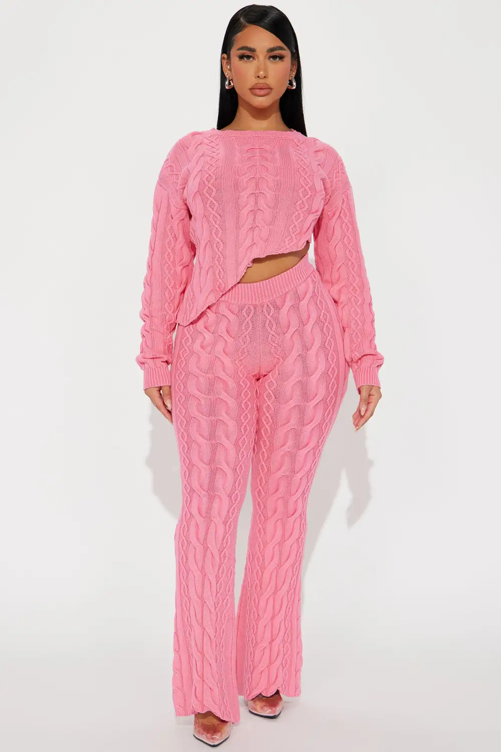 In My Fun Era Washed Sweater Set - Pink