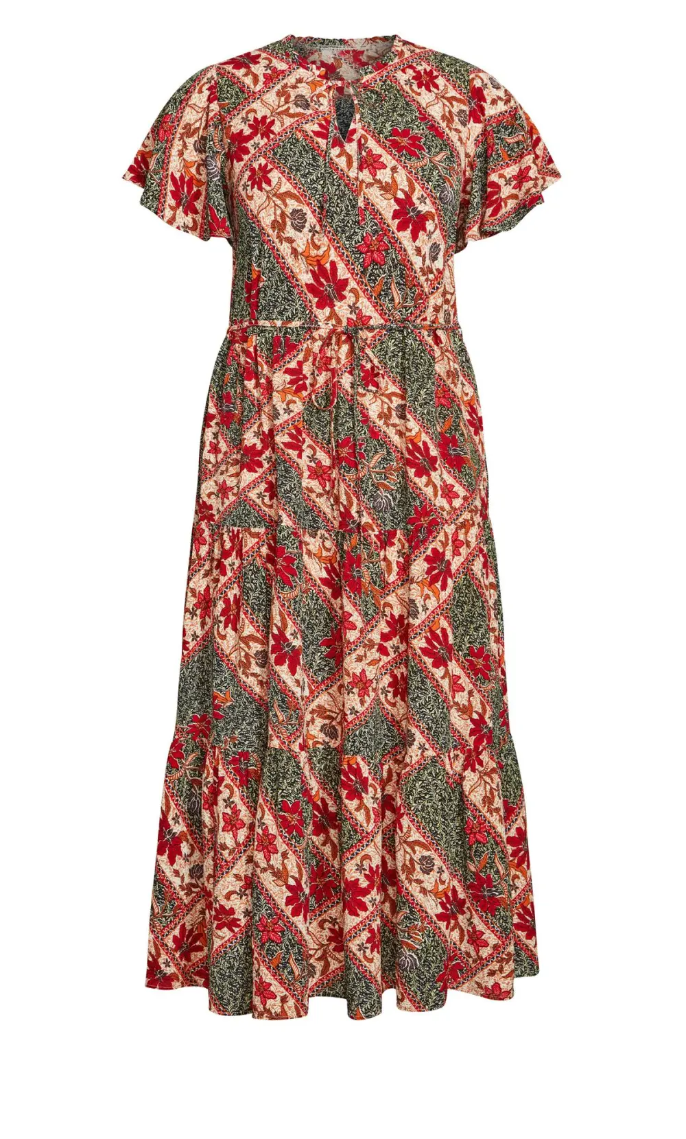 Evans Red Floral Print Smock Maxi Dress