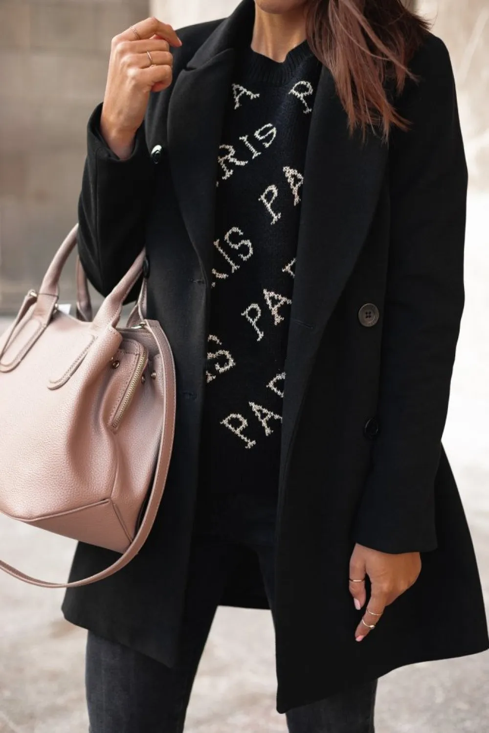 Solid Suit Collar Double Breasted Coat