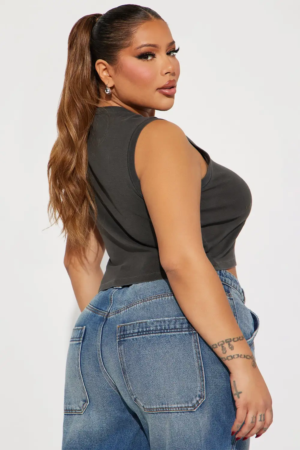 LA to NY Washed Tank Top - Charcoal