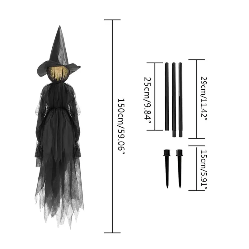Halloween Decorations Outdoor Large Light Up Holding Hands Screaming Witches P15F