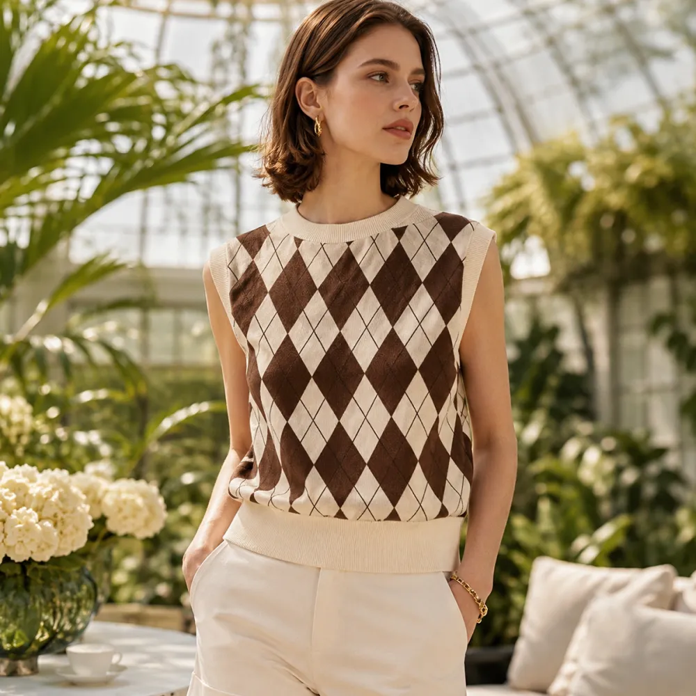 Argyle Crew Neck Sweater Vest