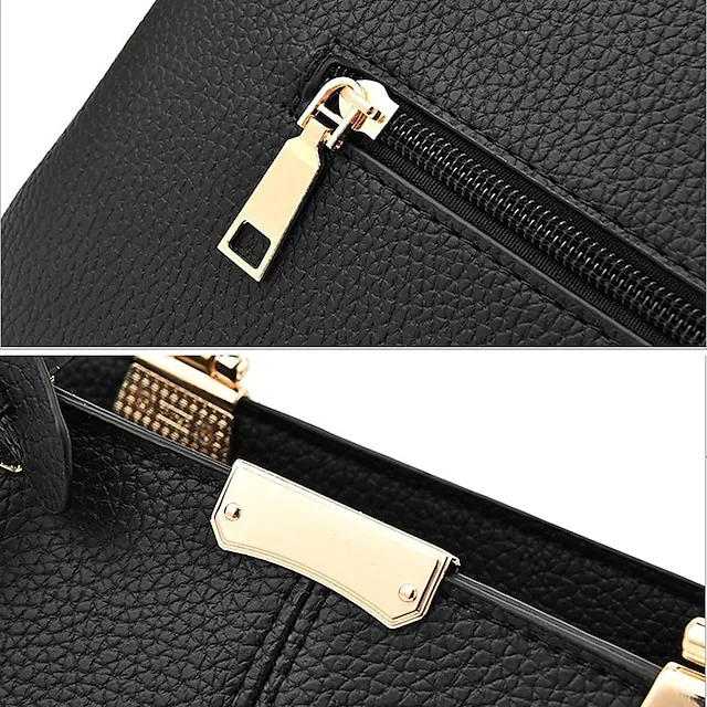 Women's Handbag Crossbody Bag Satchel Top Handle Bag PU Leather Daily Zipper Chain Solid Color Wine Black Pink